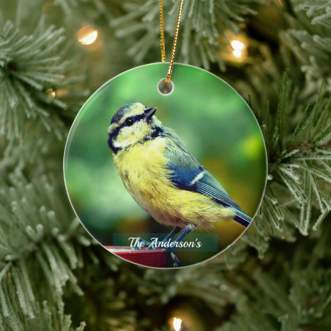 Custom Yellow=breasted Bird Foto Personalisiert Keramik Ornament (Baum)