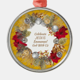 Custom Yellow CELEBRATE JESUS Weihnachtskranz Ornament Aus Metall