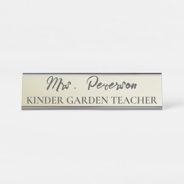 Custom Yellow Gradient Teacher Schreibtischnamensplakette (Vorderseite )