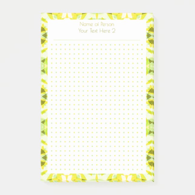 Custom Yellow Green Dot Grid Student Geschenkplane Post-it Klebezettel (Vorderseite)