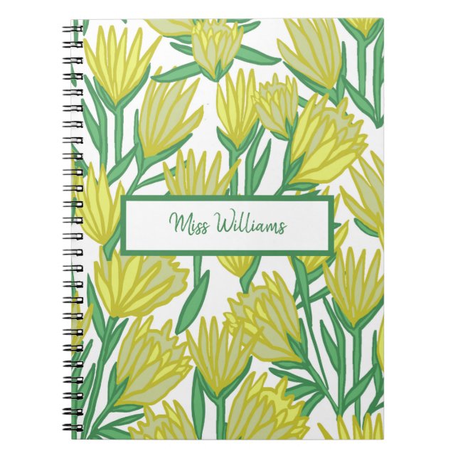 Custom Yellow Original Art Floral Design Notebook Notizblock (Vorderseite)