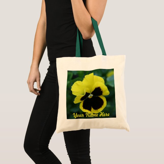 Custom Yellow Pansy Blume Tragetasche (Vorderseite (Produkt))