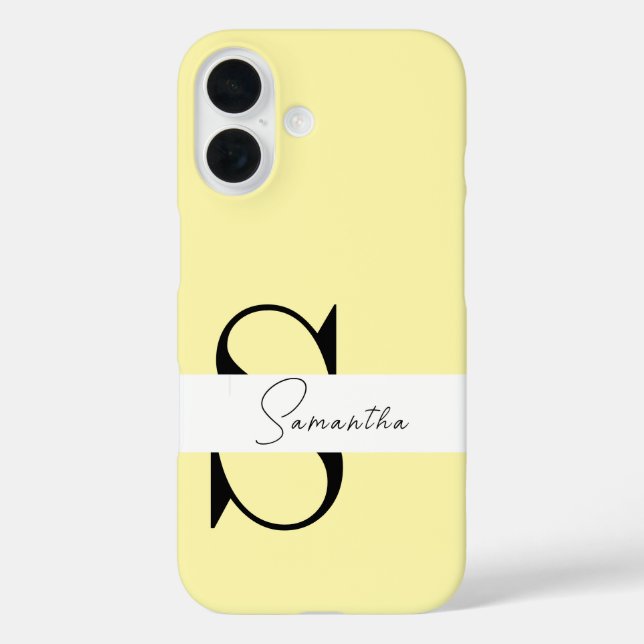 Custom Yellow Pastel iPhone Case mit Monogram (Rückseite)