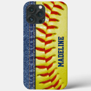 Custom Yellow Softball Red Stitch Muster Case-Mate iPhone Hülle