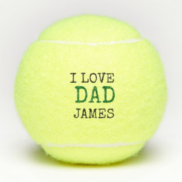 Custom yellow tennis balls with name Father's Tennisbälle