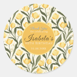 Custom Yellow Tulip Themed Birthday Event Runder Aufkleber