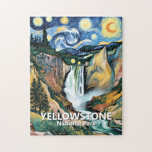 Custom Yellowstone Lower Falls Van Gogh Colorful Puzzle (Vertikal)