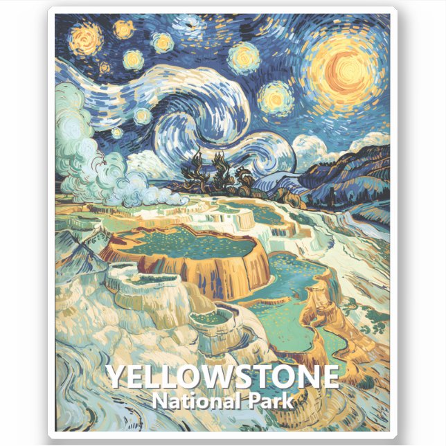 Custom Yellowstone Mammoth Hot Springs Van Gogh Aufkleber (Vorderseite)
