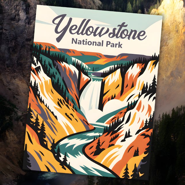 Custom Yellowstone Nationalpark Lower Falls Retro Postkarte (Custom Yellowstone National Park Lower Falls Retro Postcard)