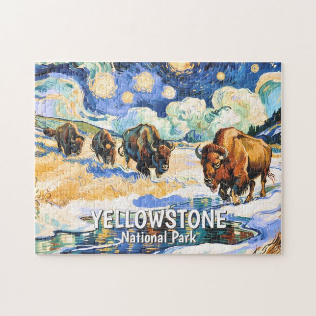 Custom Yellowstone Wildlife Buffalo Vibrant Nature Puzzle (Horizontal)