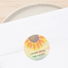 Custom Yoga Instructor Sunflower Runder Aufkleber
