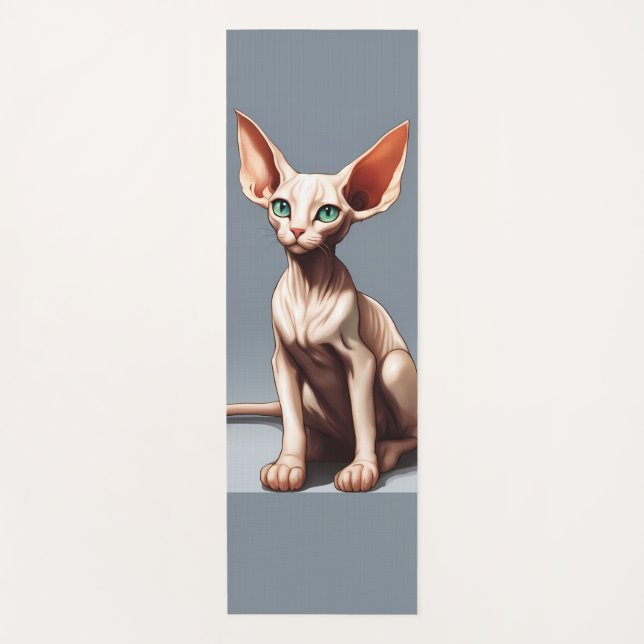 Custom Yoga Mat Gray | Niedlich Pink Elf Sphynx Ca Yogamatte (Vorderseite)