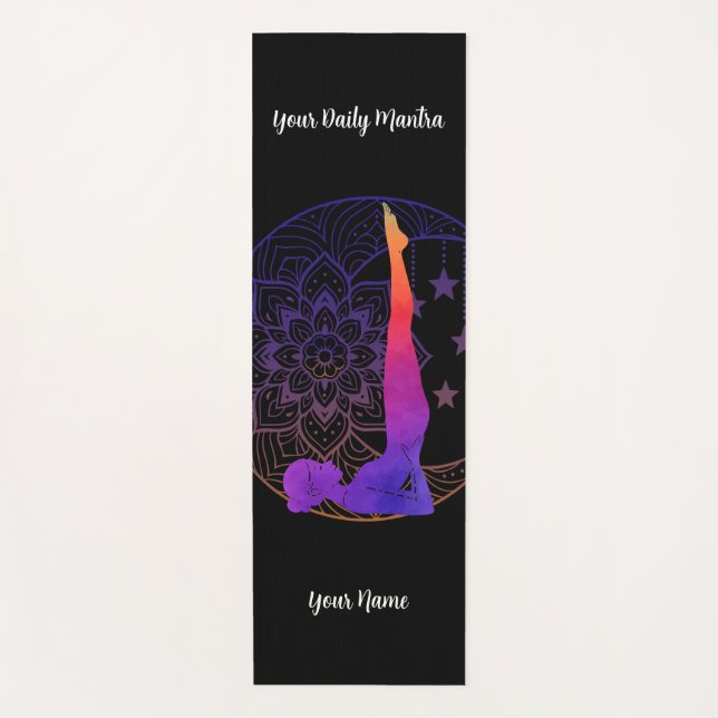 Custom Yoga Mat with Name & Mantra | Watercolor Yogamatte (Vorderseite)