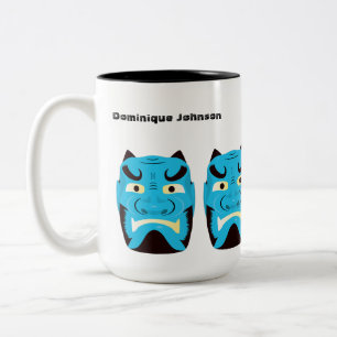 Custom Yokai Oni (japanischer Dämon) Tasse, 15 oz Zweifarbige Tasse