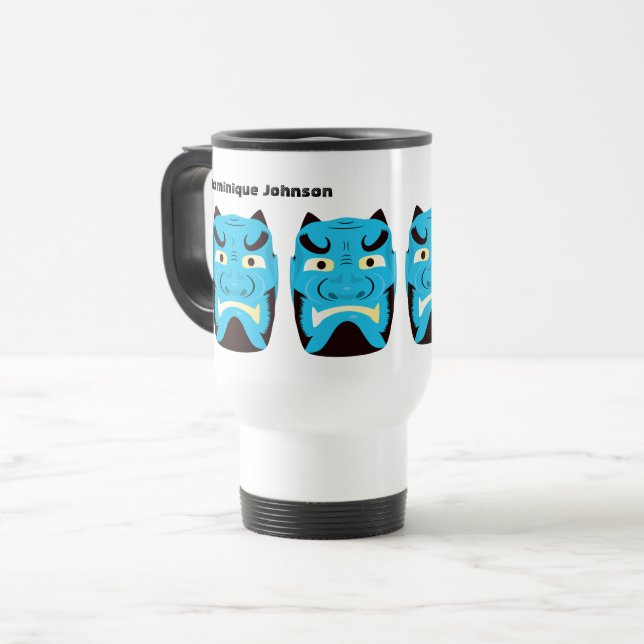 Custom Yokai Oni (japanischer Dämon) Travel Mug Reisebecher (Vorderseite Links)