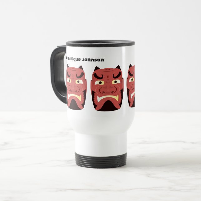Custom Yokai Oni (japanischer Dämon) Travel Mug Reisebecher (Vorderseite Links)