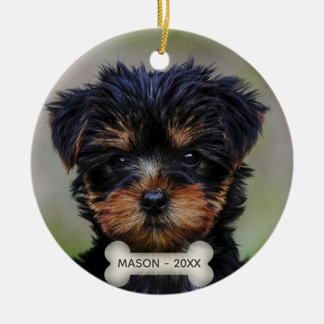 Custom Yorkshire Terrier Dog Foto Keramik Ornament (Vorne)