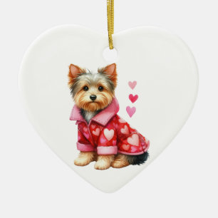 Custom Yorkshire Terrier Dog Valentine Keramik Ornament