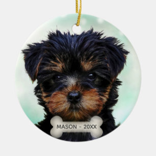 Custom Yorkshire Terrier Puppy Dog Foto Keramik Ornament