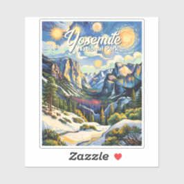 Custom Yosemite Tunnel View Winter Van Gogh Style Aufkleber