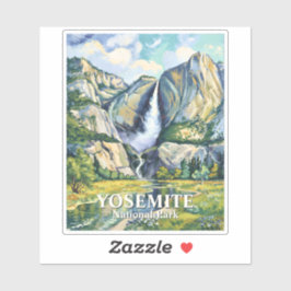 Custom Yosemite Vintage Bridalveil Fall Colorful Aufkleber