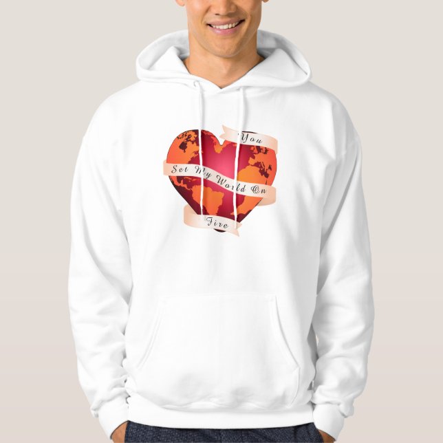 Custom YOU SET my WORLD on FIRE Red Earth Ribbon Hoodie (Vorderseite)