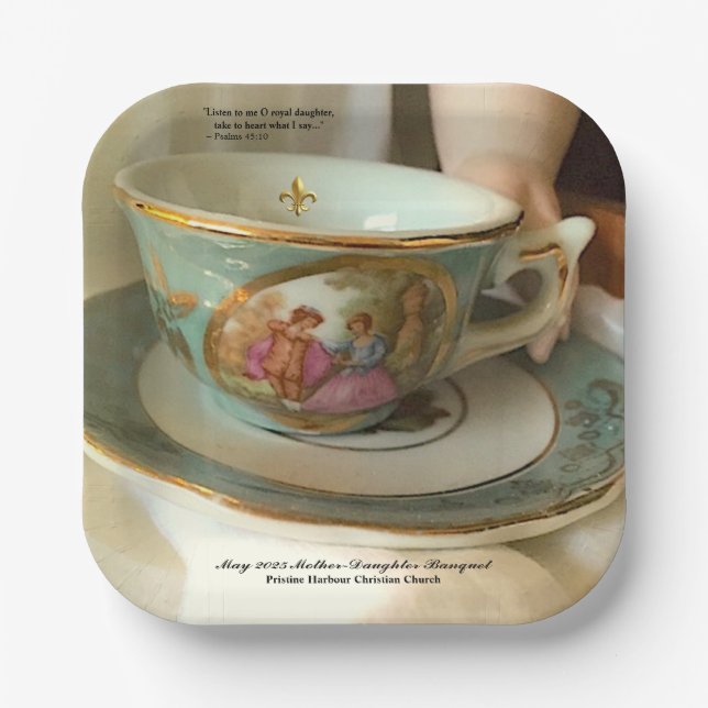 Custom [Your Event] French Teacup Paper Plate Pappteller (Vorderseite)
