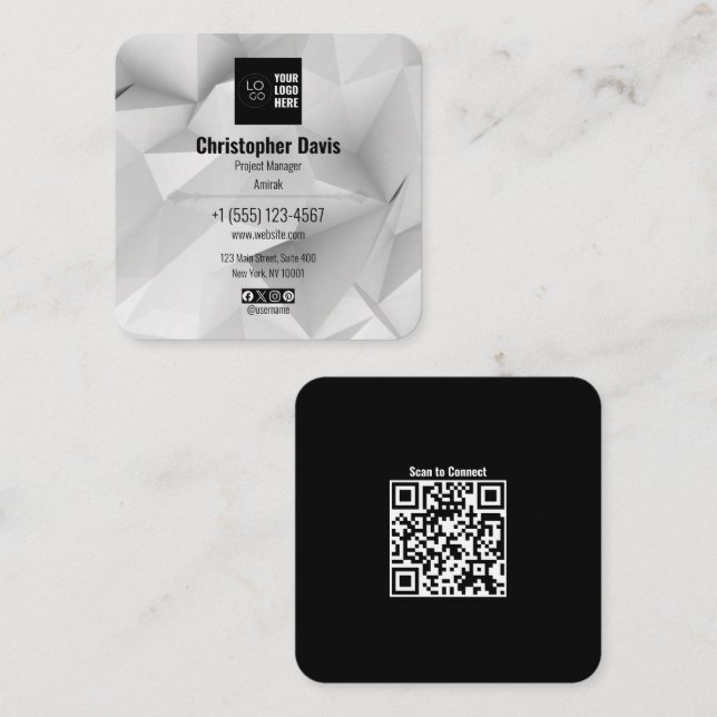 Custom Your Logo and QR Code Business Card Quadratische Visitenkarte (Vorne/Hinten)