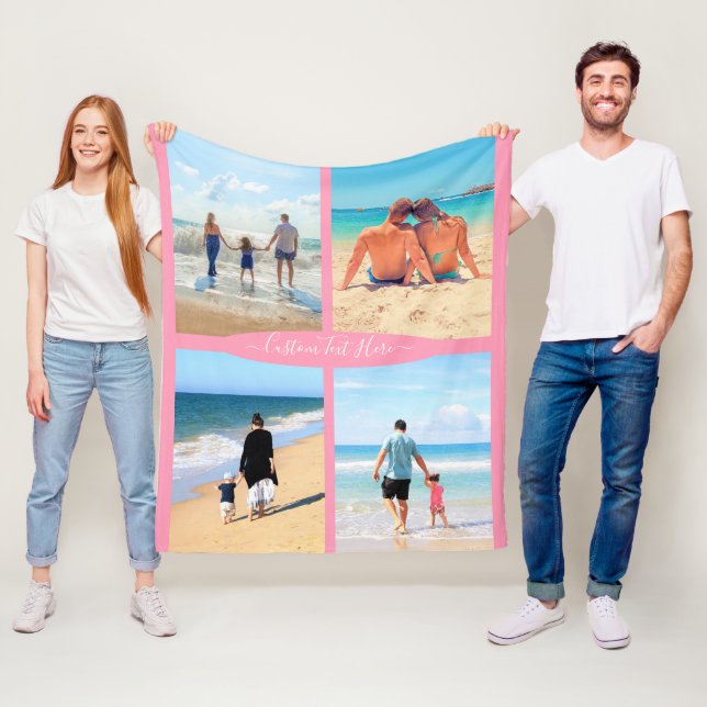 Custom YourvFoto Collage Fleece Blanket mit Text (Beispiel)