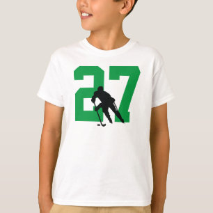 Custom Youth Hockey Player Nummer Grün T-Shirt
