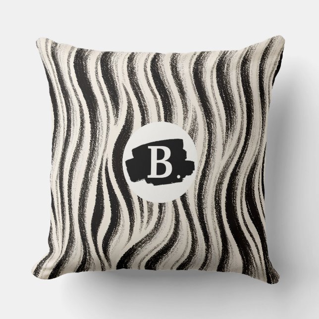 Custom Zebra Stripe Throw Pillow - Personalisiert Kissen (Vorderseite)