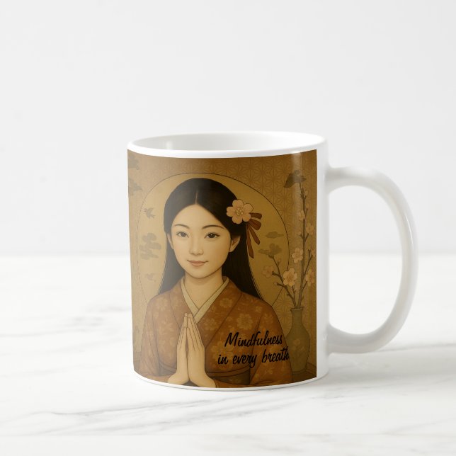 Custom Zen Meditation Art Mindfulness Yoga Brown Kaffeetasse (Rechts)
