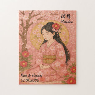 Custom Zen Meditation Mindful Japan Abbildung Puzzle