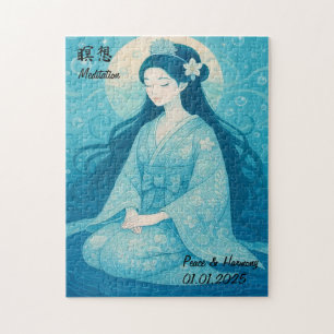 Custom Zen Meditation Mindful Japan Abbildung Puzzle