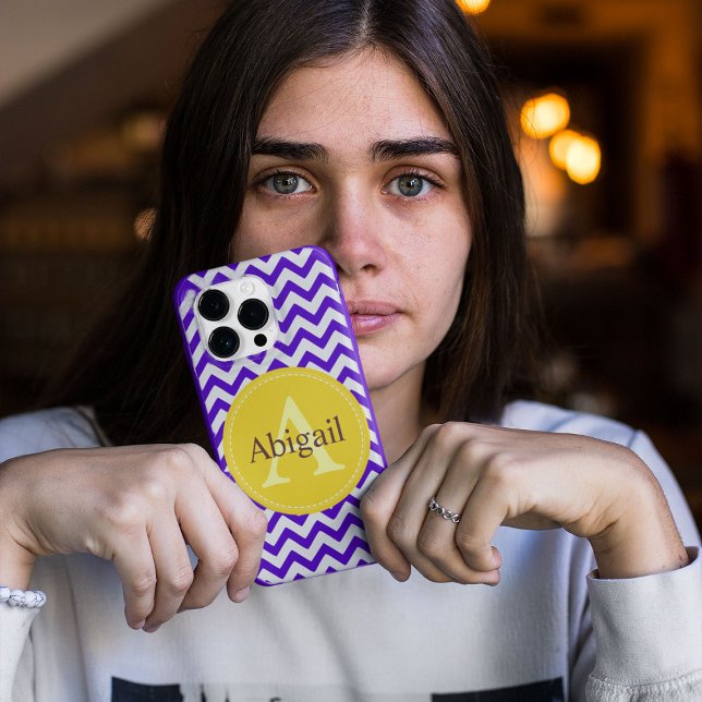 Custom Zickzack Lavender Lilac Yellow Case-Mate iPhone Hülle (Von Creator hochgeladen)