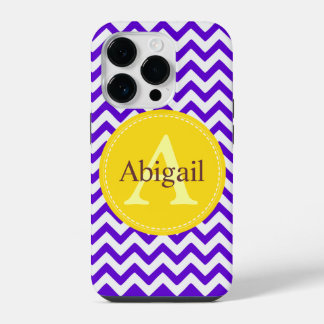 Custom Zickzack Lavender Lilac Yellow iPhone 14 Pro Hülle