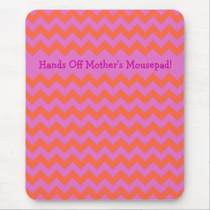 Custom Zigzag Mousepad, Magenta Orange Chevrons Mousepad