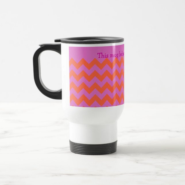 Custom Zigzag Travel Mug, Magenta Orange Chevrons Reisebecher (Links)