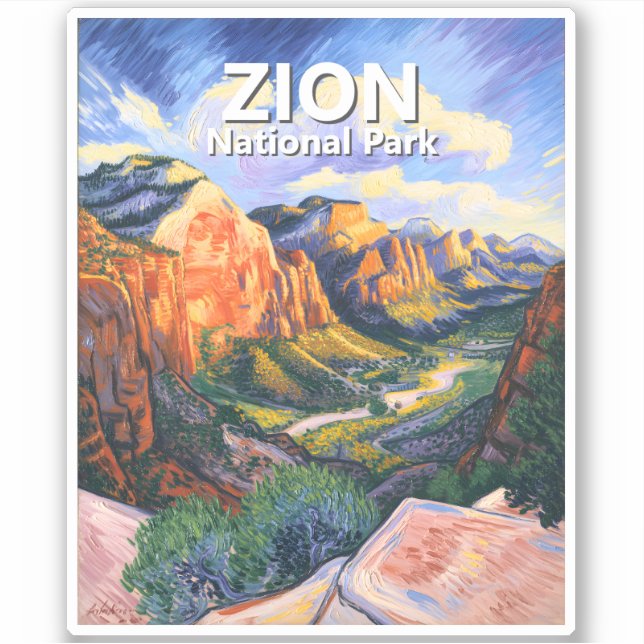 Custom Zion National Park Angels Landing Vibrant Aufkleber (Vorderseite)