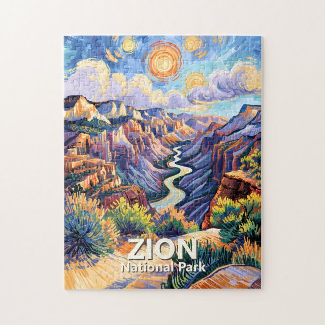 Custom Zion National Park Canyon Sunset Colorful Puzzle (Vertikal)