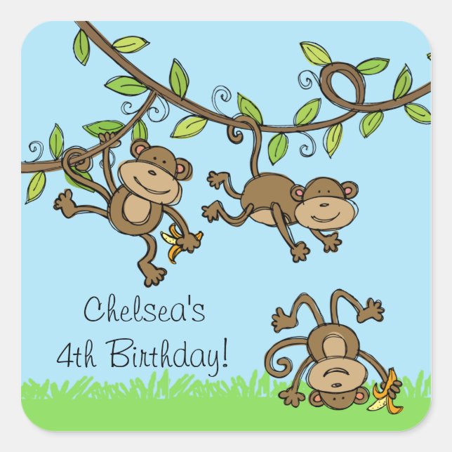 Custom Zoo Animals Affen um Stickers (Vorderseite)