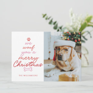 Custom Zwei Foto Funny Pet Hund Woof Weihnachtslus Feiertagskarte