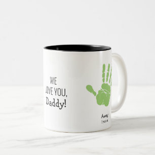 Custom Zwei Handdrucke Wir Liebe Sie, Daddy! Mug Zweifarbige Tasse