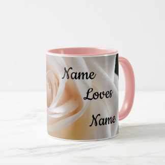 Customable White Rose "Love You" mug Tasse