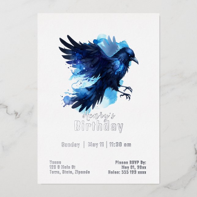 Custome Crow Birthday Folieneinladung (Vorderseite)