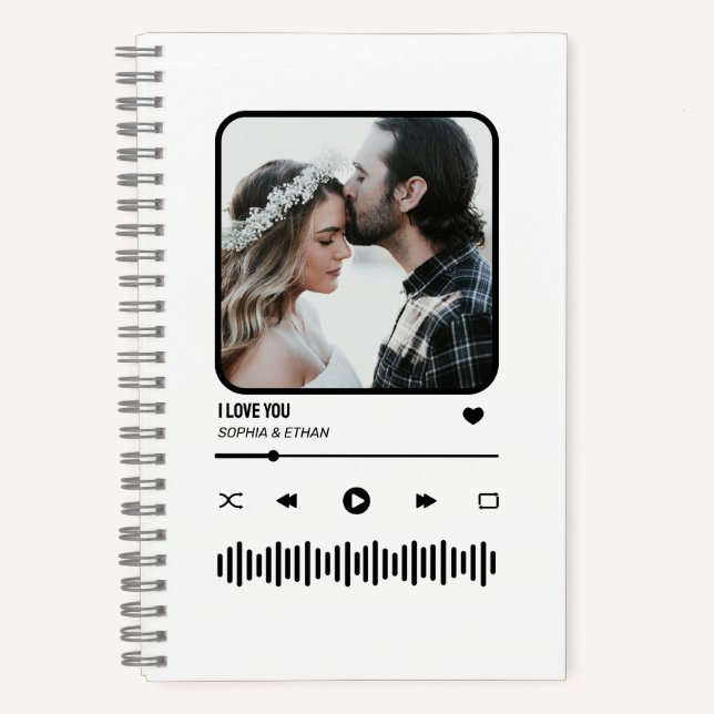 Custome Foto Song Playlist Couple Valentine's Day Notizbuch (Vorderseite)