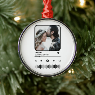 Custome Foto Song Playlist Couple Valentine's Day Ornament Aus Metall