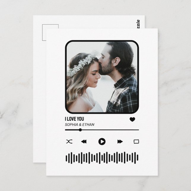 Custome Foto Song Playlist Couple Valentine's Day Postkarte (Vorne/Hinten)