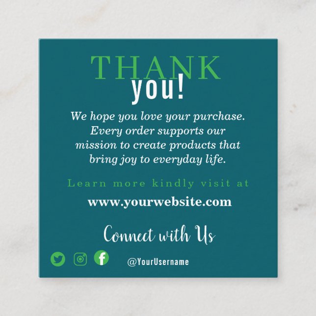 Customer Appreciation Business Note Card Begleitkarte (Vorderseite)
