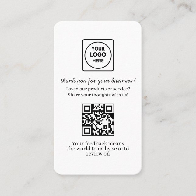 Customer Feedback QR | Custom Business Review Link Visitenkarte (Vorderseite)